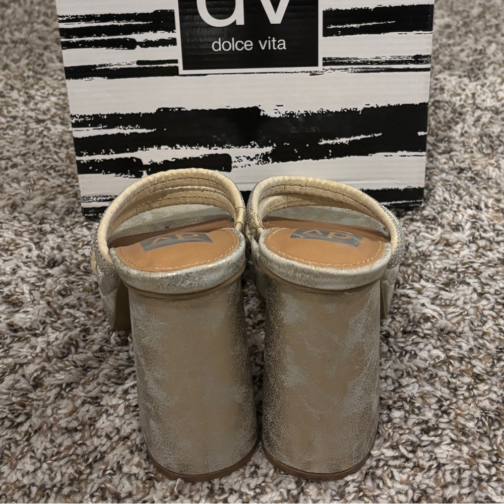 DV by Dolce Vita Metallic Gold Strappy Block Heel Sandal - Picture 7 of 9